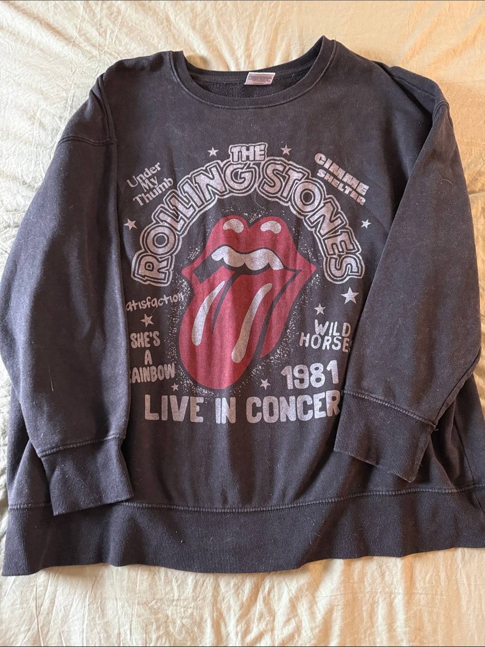 the Rolling Stones Black Kids Sweatshirt with Red Tongue Graphic
